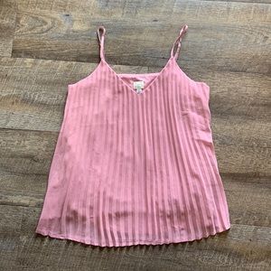 A New Day Pink Pleated Sleeveless‎ Blouse Vneck Cami